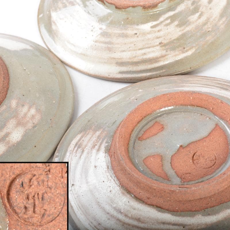 丹山窯　小峠葛芳造　三島手花文　菓子皿　五客　共箱　V　4443