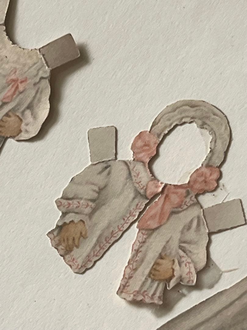 アンティークヴィクトリアンガラスフレーム壁掛け額装飾ペーパードール紙もの