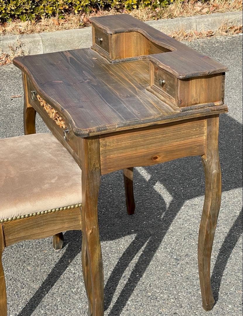 洋風　アンティークデスク　木製　軽量　テーブル　イスセット