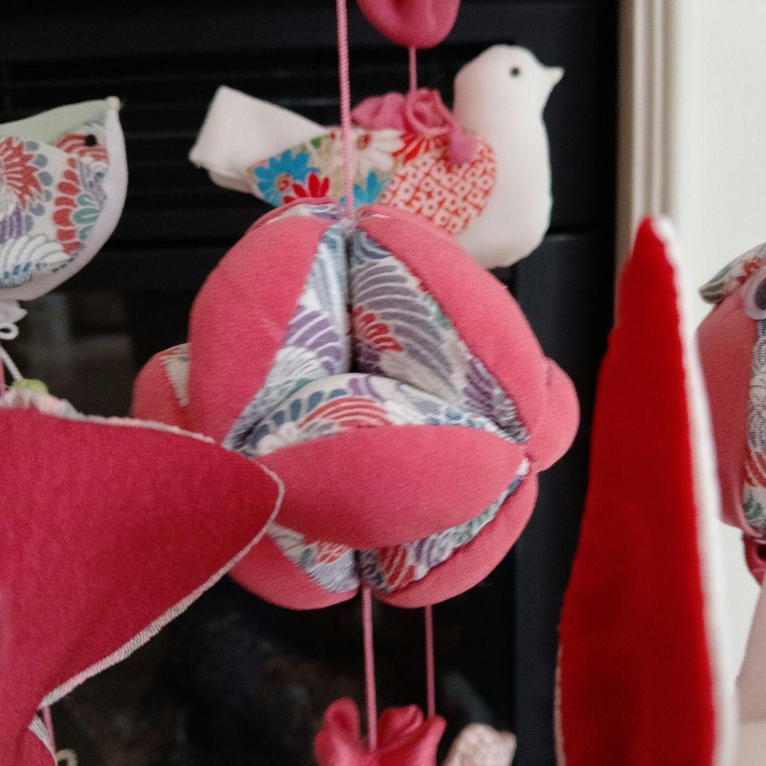 吊るし飾り　雛人形　ちりめん細工 吊るし雛　 ハンドメイド　2個掛台付
