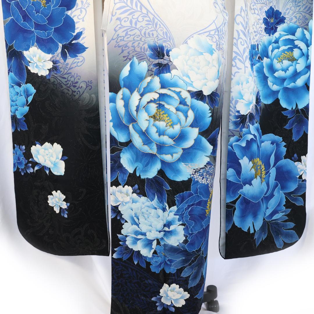 ホワイト系◆振袖7点セット ◆161cmフルセット白青水色成人式ギャル系Sw30