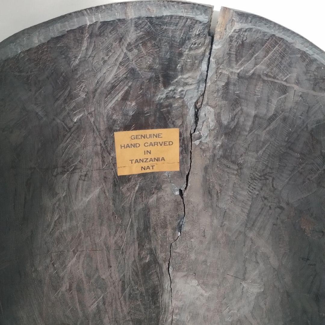 c(亀裂あり)タンザニア 木製 彫刻 木彫り 面　特大