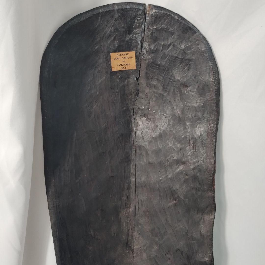 c(亀裂あり)タンザニア 木製 彫刻 木彫り 面　特大