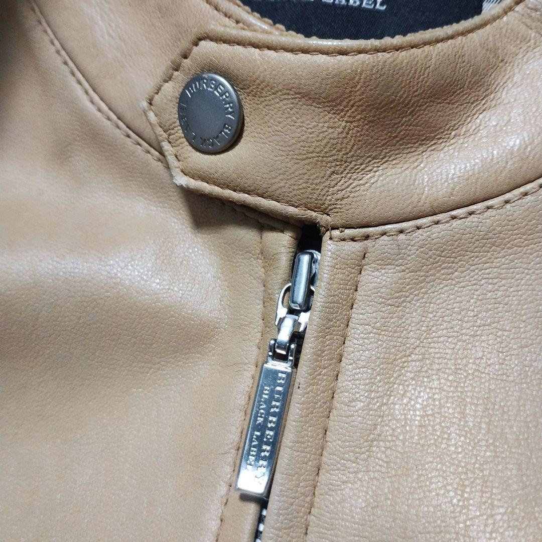 バーバリーブラックレーベル レザージャケット ラムレザーノバチェック