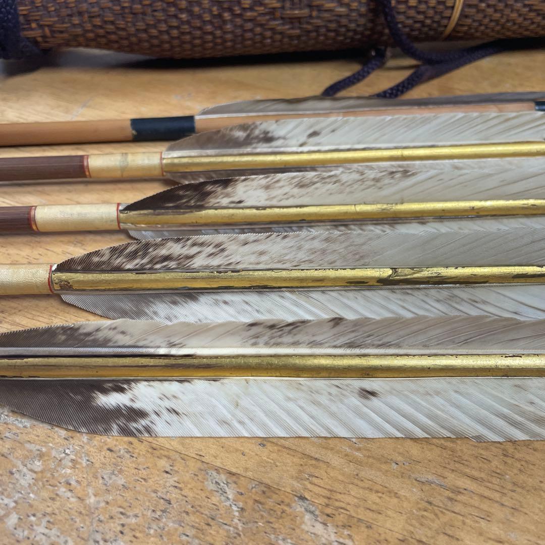 竹製矢筒と矢4本セット　弓道　竹矢