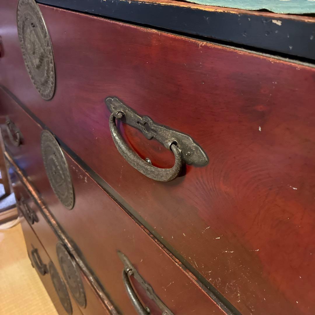 赤色木製箪笥 4引き出し