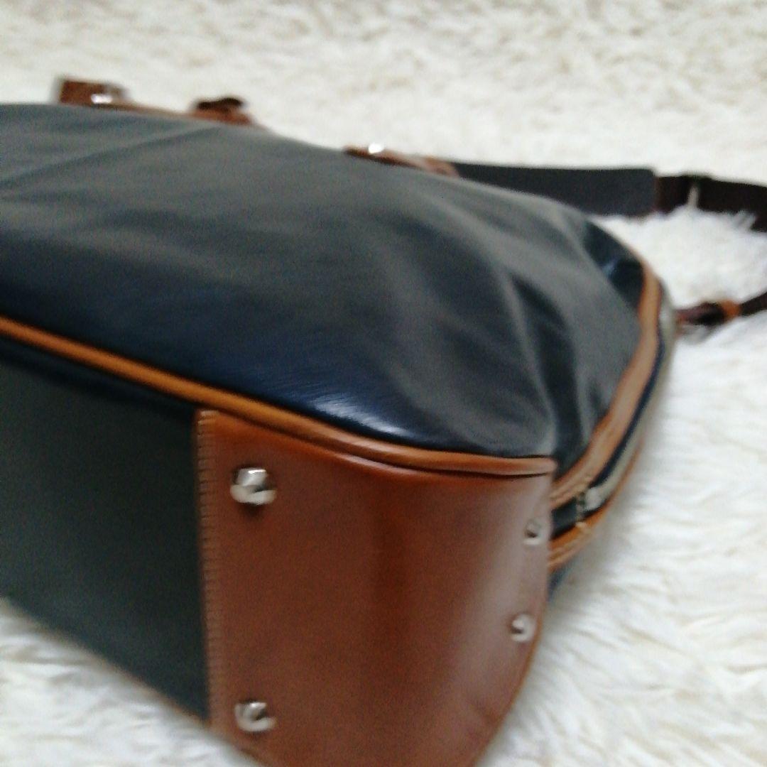 キーファーノイレザー ビジネスバッグ ネイビー ブラウン