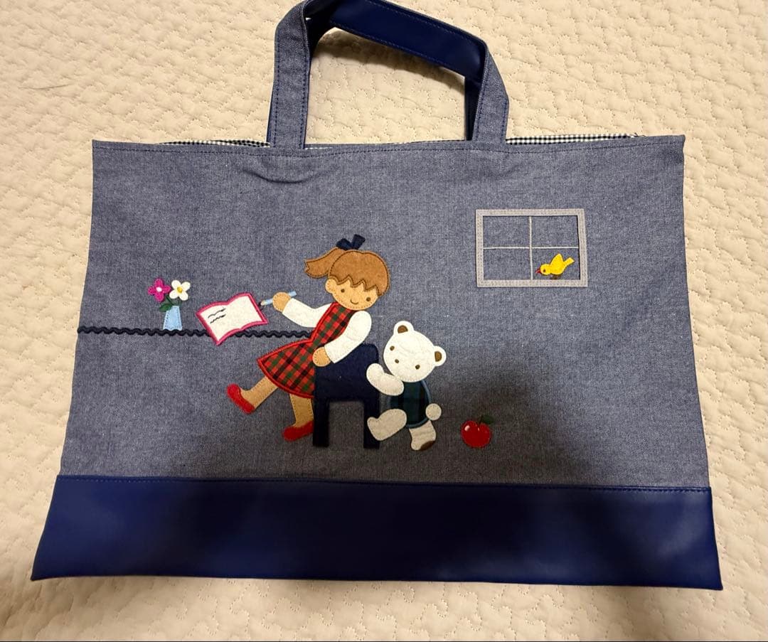 【*。·・新品未使用】ファミリア デニムバッグ　ネイビー