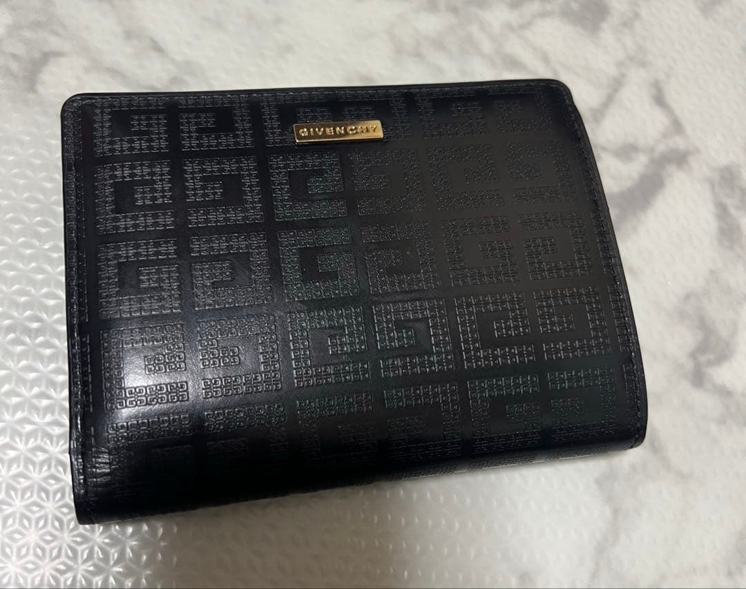 レア品　ジバンシー GIVENCHY ヴィンテージ　折り財布　総柄　ガマ口　黒