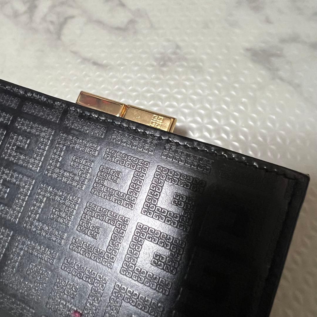 レア品　ジバンシー GIVENCHY ヴィンテージ　折り財布　総柄　ガマ口　黒