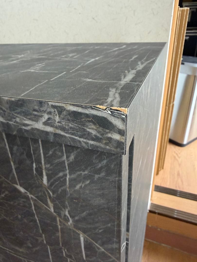 マーブル調　大理石調　キャビネット 6収納　薄型