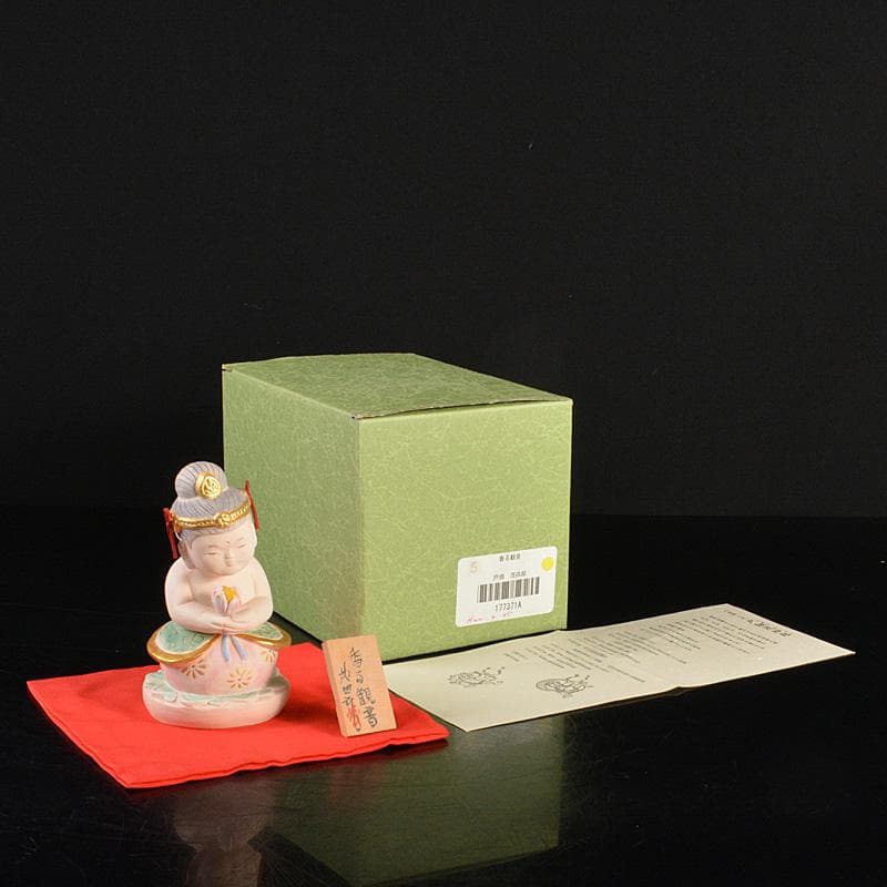 博多人形　人形師　二代　戸畑茂四郎作　「香る観音」　立札付　M　R7156