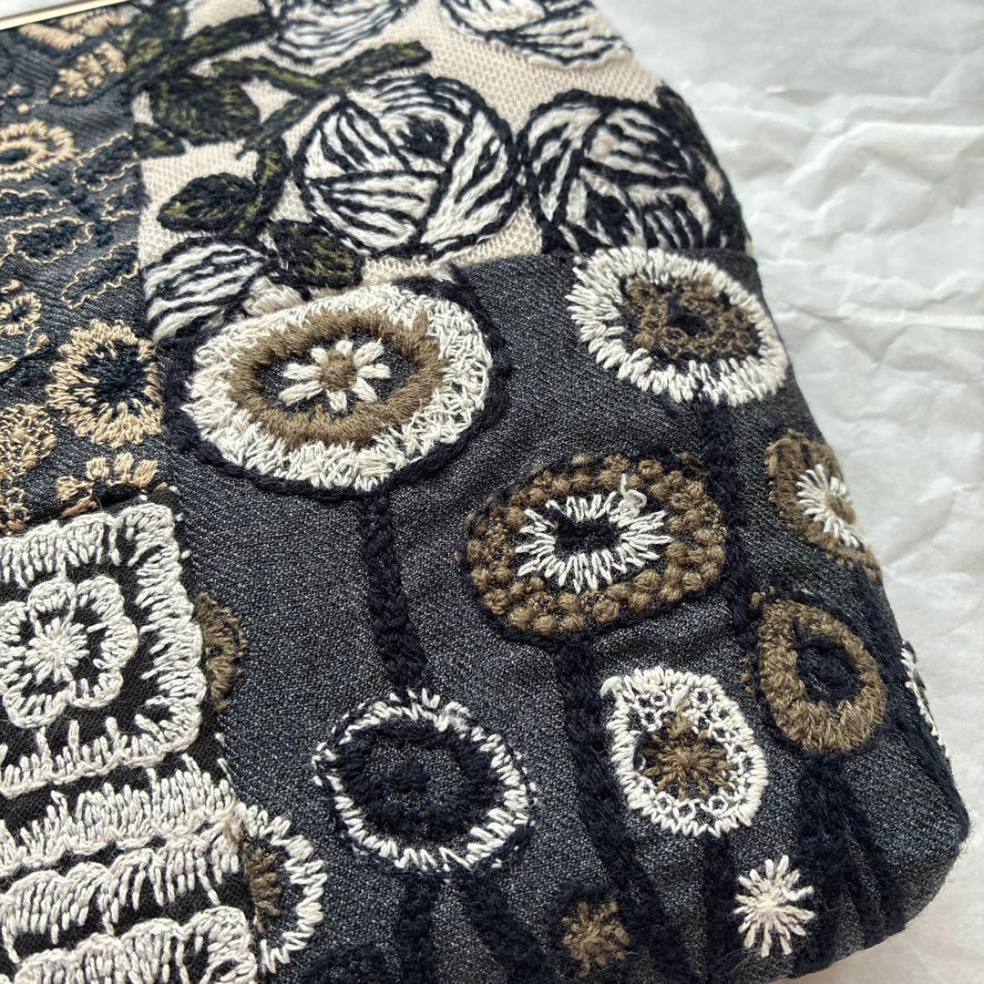 ミナペルホネン 生地使用　パッチワーク　がま口ポーチ　ハンドメイド