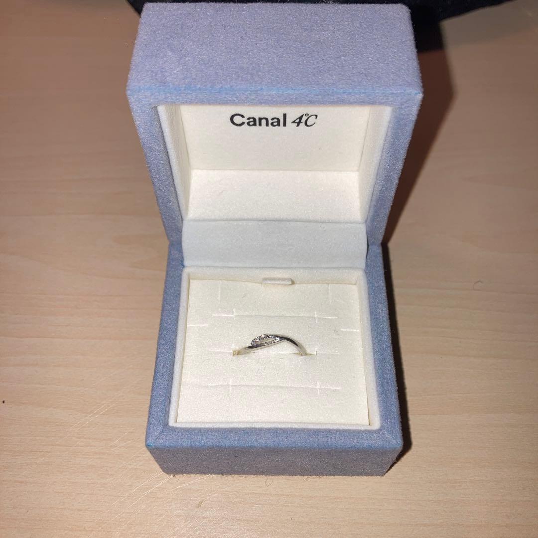 カナル4℃ K10 ホワイトゴールド ピンキーリング 5号 ダイヤモンド