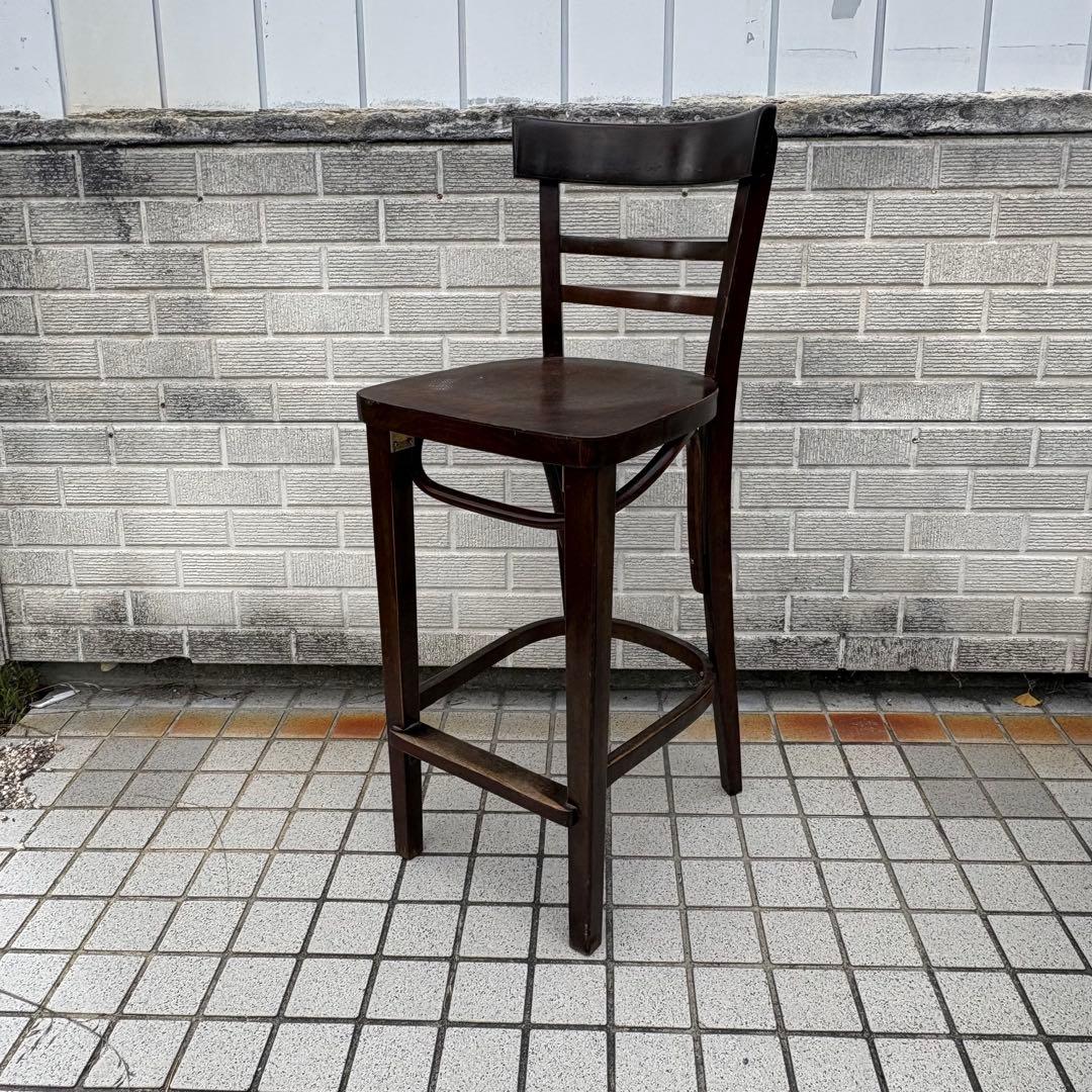 ② 北欧レトロ 木製椅子 ベントウッドハイスツール バーチェア ビンテージ