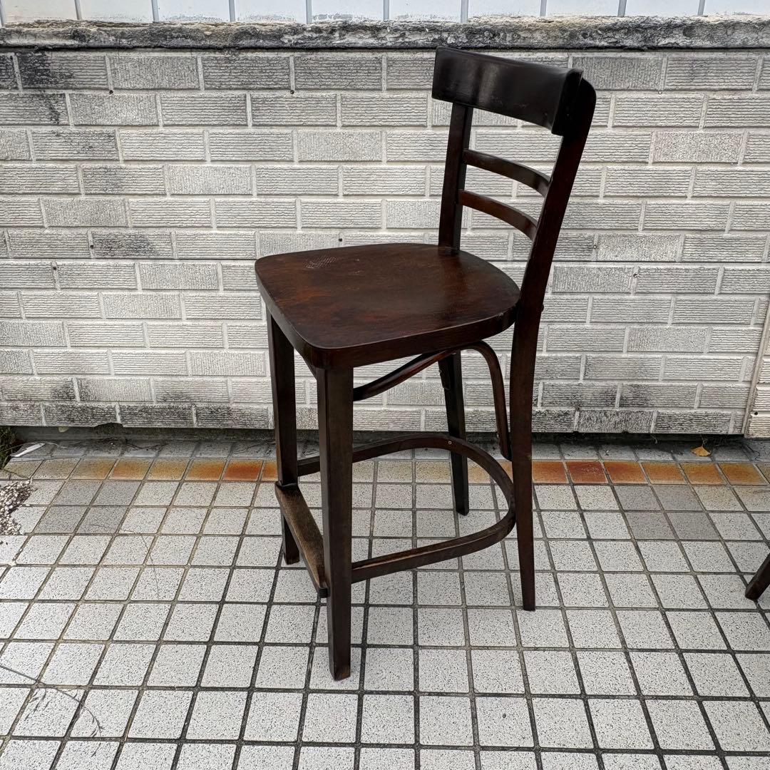 ② 北欧レトロ 木製椅子 ベントウッドハイスツール バーチェア ビンテージ
