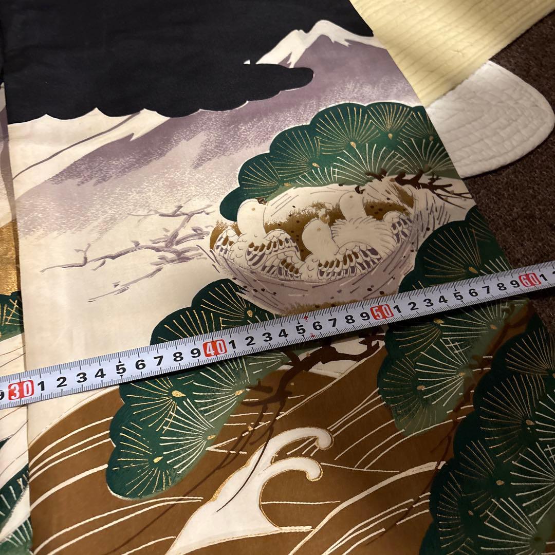 骨董品 ヴィンテージ 50年前 男の子 七五三 お宮参 伝統的な鶴デザインの着物