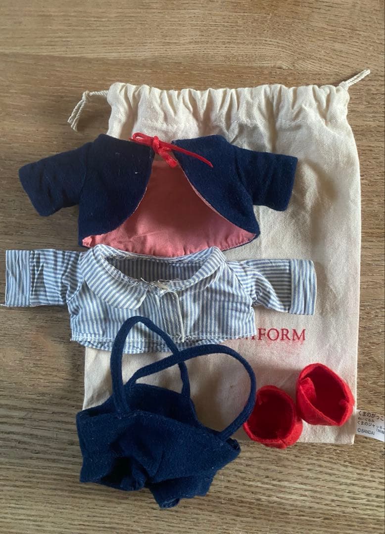 初期 くまのがっこう ジャッキー ぬいぐるみ本体 着せ替え洋服4セット