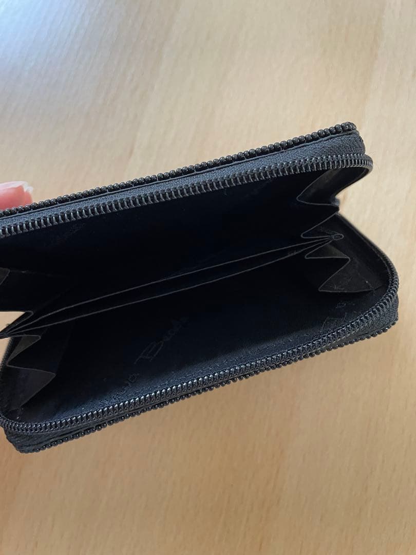 柏ビーズ　ラウンド小財布099赤帯柄ビーズ刺繍