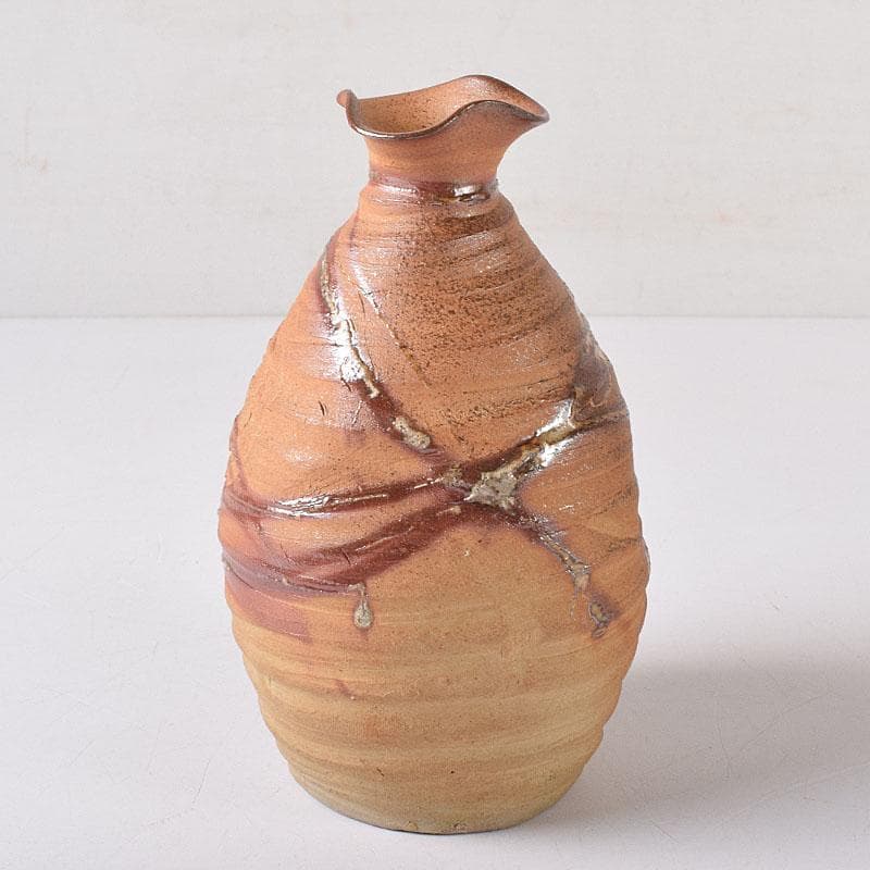 備前焼　花口徳利　在印　円能斎好み　極め時代箱　N　R8320