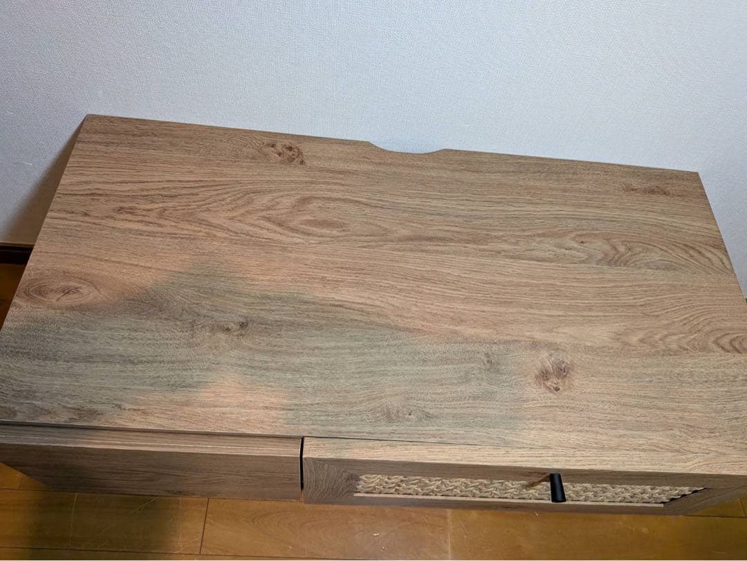 ■送料込■LOWYA ラタン調 木製テレビボード 机TV台 ラックローデスク収納