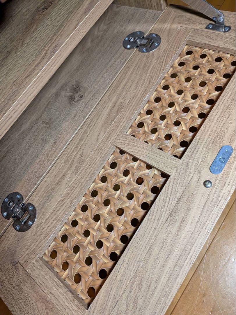 ■送料込■LOWYA ラタン調 木製テレビボード 机TV台 ラックローデスク収納