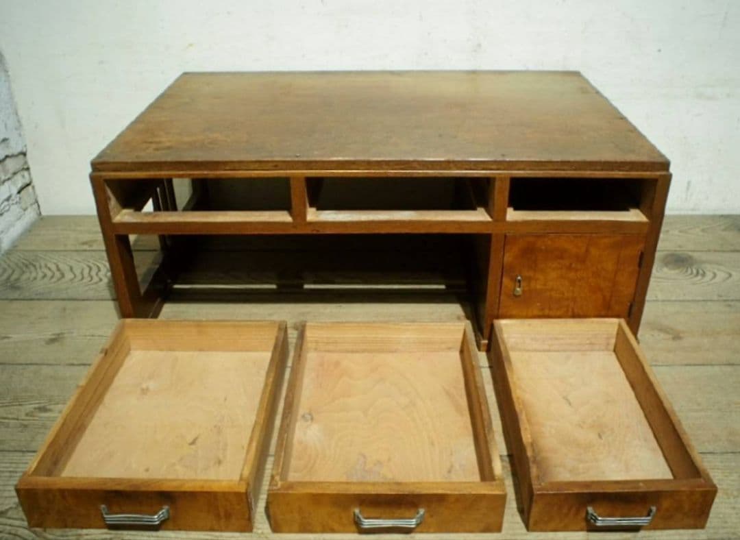 1041 ヴィンテージ　ロータイプの片袖机　文机　書斎　センターテーブル　レトロ