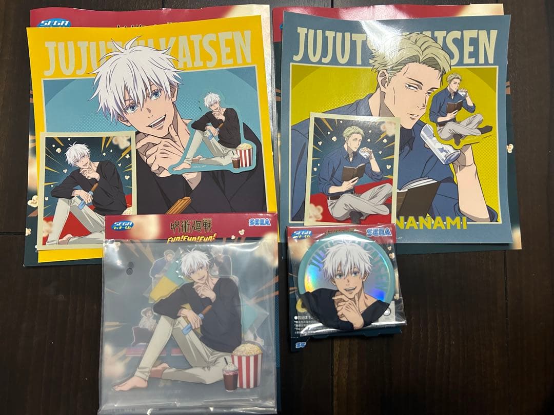 呪術廻戦　セガラッキーくじ Fun!Fun!Fun! 五条悟　缶バッジ　アクスタ