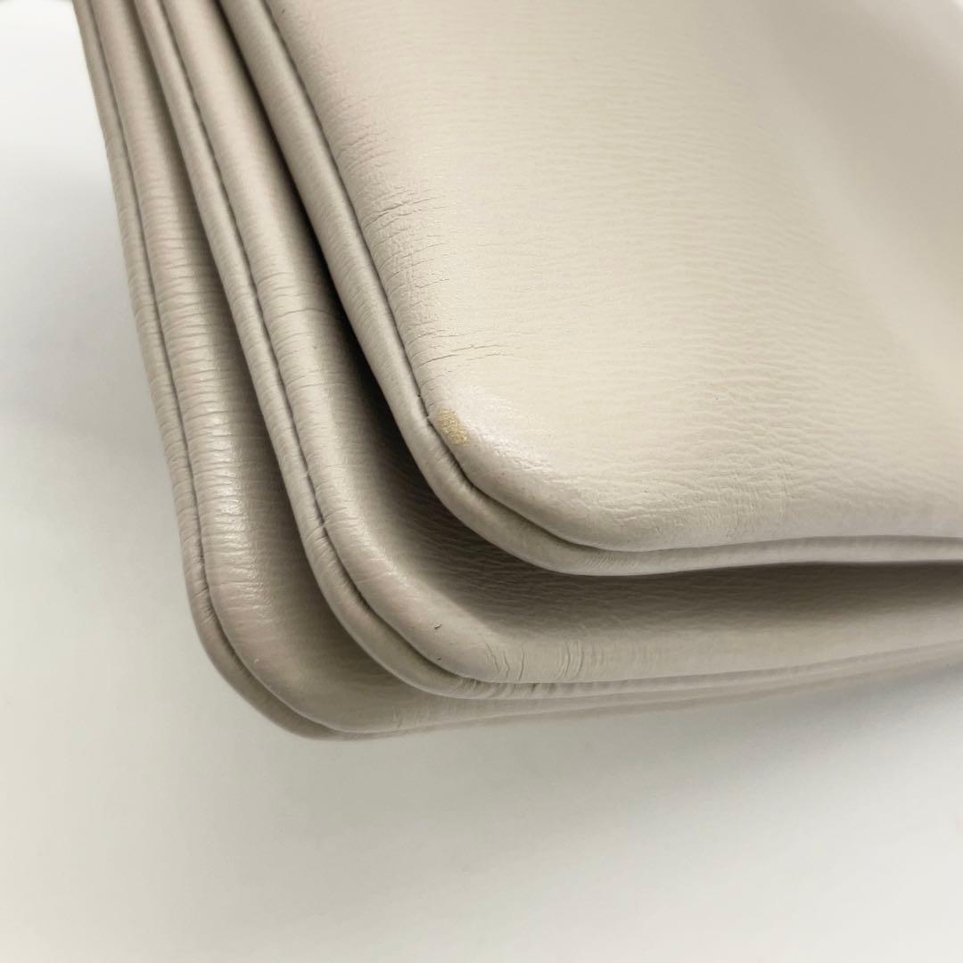 CELINE トリオ ラージ レザー ショルダーバッグ ライドグレー