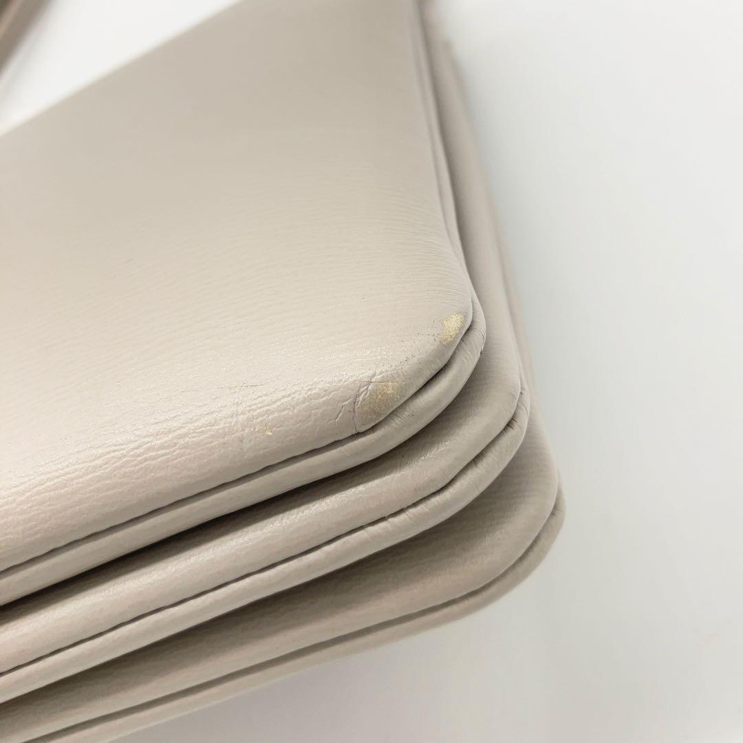 CELINE トリオ ラージ レザー ショルダーバッグ ライドグレー