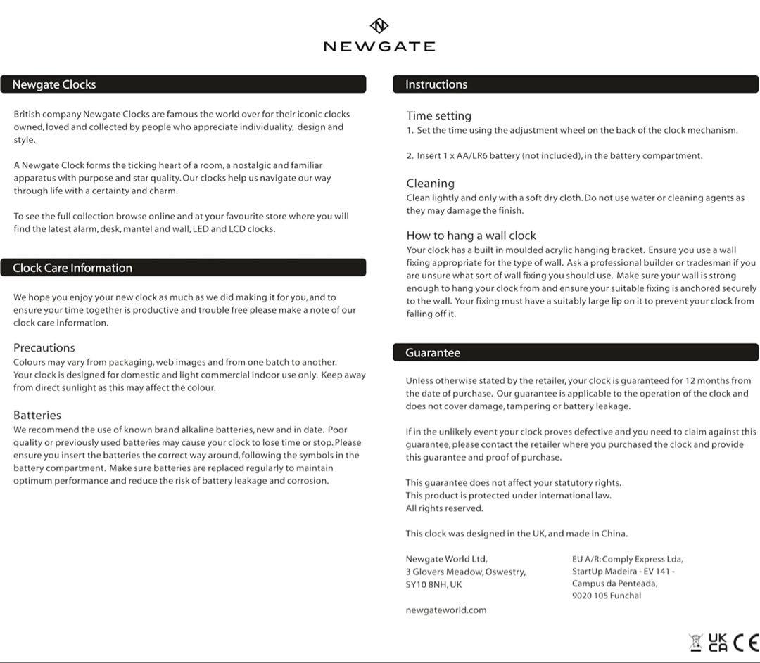 NEWGATE® ナンバースリーエコー壁掛け時計