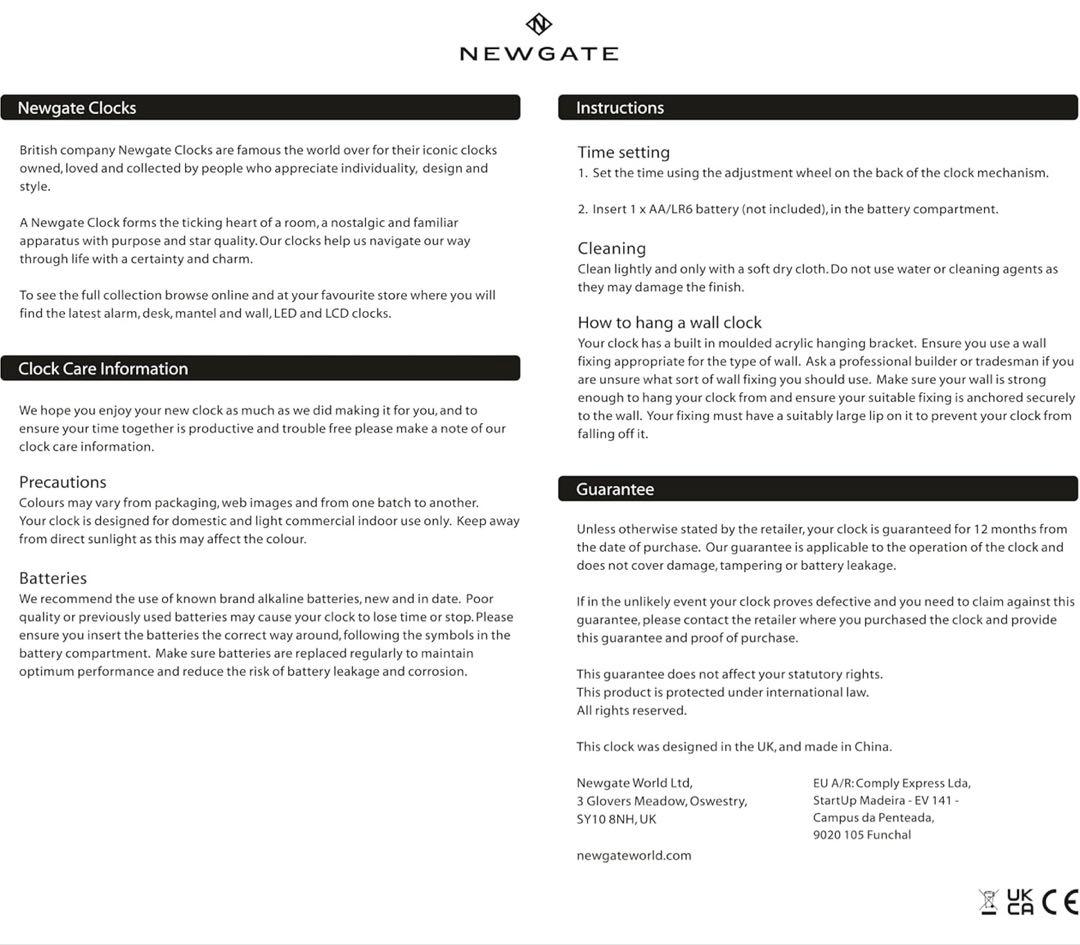 NEWGATE® ナンバースリーエコー壁掛け時計