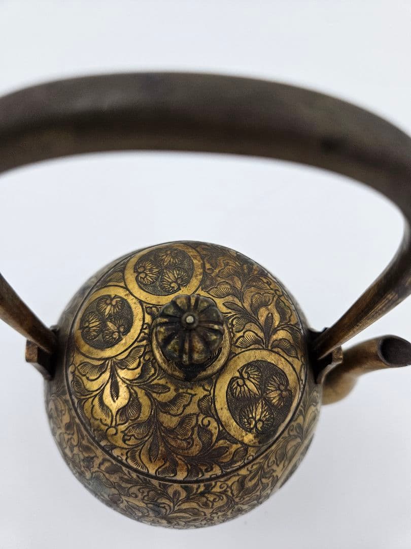 徳川家伝来 三つ葉葵紋 金銅薬缶 徳川家康 大名道具 煎茶道具 時代物