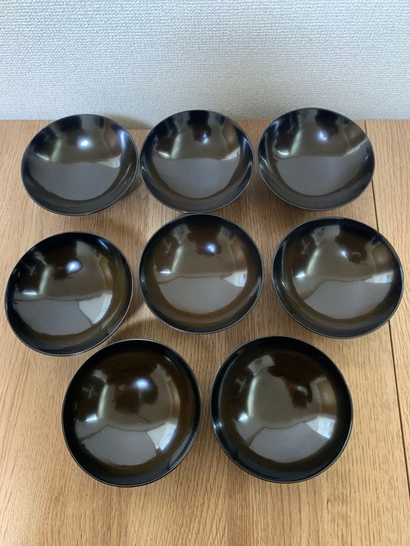 輪島塗　木製漆塗吸物椀8客　見返し蒔絵　汁椀　時代物　松　鶴　お正月　未使用品