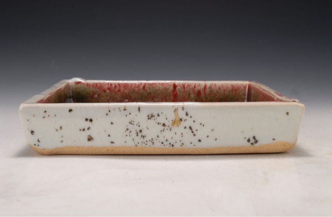 作家物 辰砂角皿 検）河井寛次郎 陶器 陶芸 皿 角皿 民藝 民芸 骨董 壺