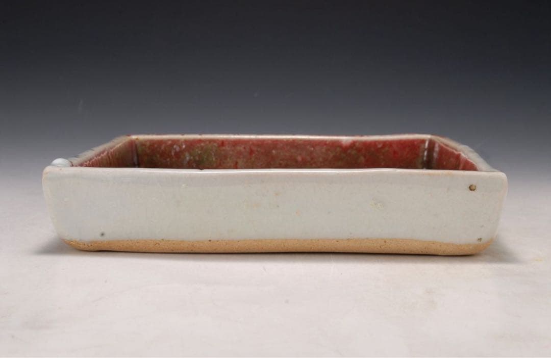 作家物 辰砂角皿 検）河井寛次郎 陶器 陶芸 皿 角皿 民藝 民芸 骨董 壺