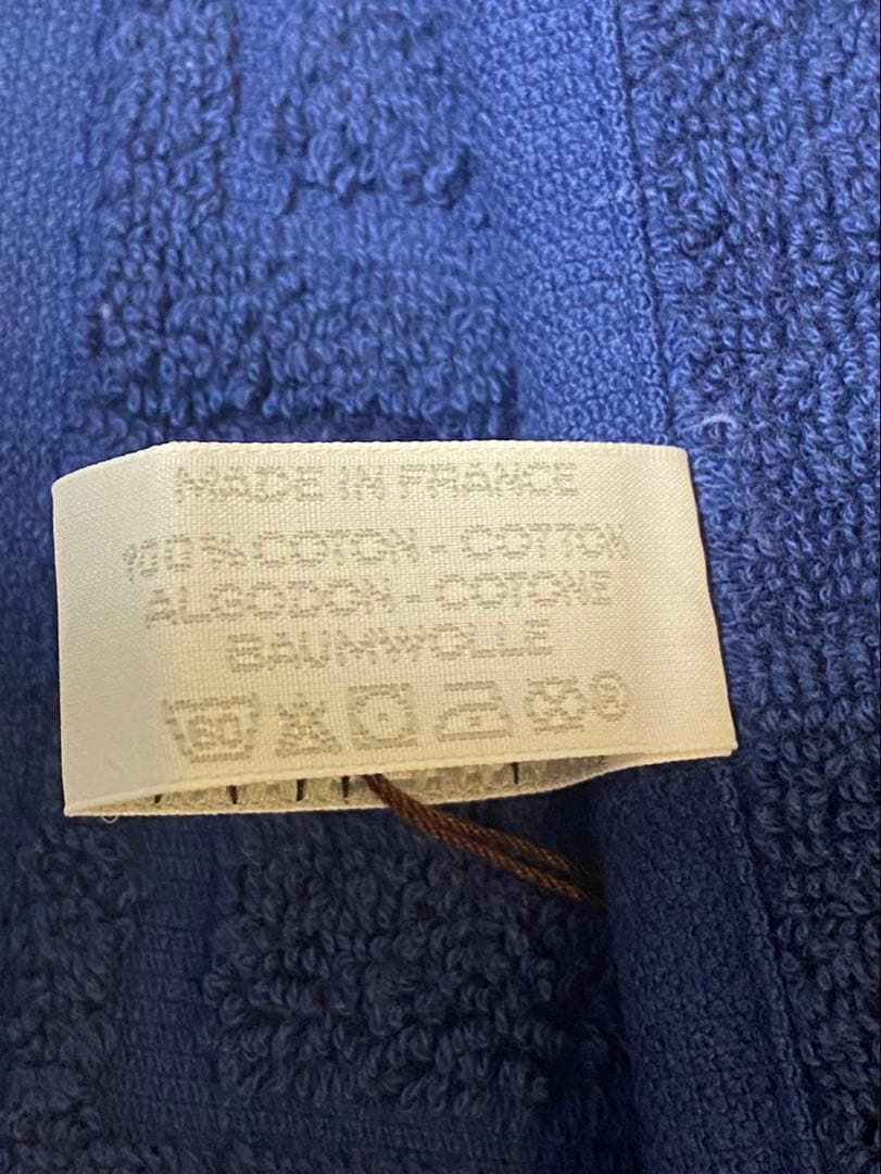 HERMES ネイビー タオルハンカチ ギフトボックス付き