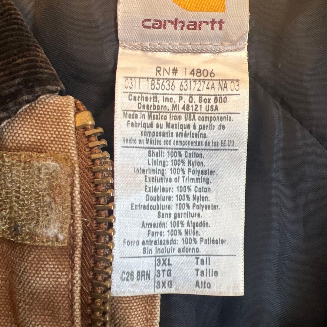 【フェード】Carhartt ブラウンコットンジャケット　ビックサイズ
