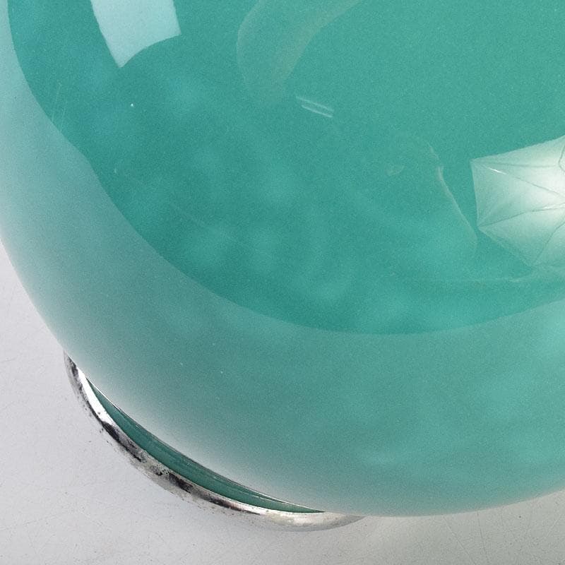 七宝焼　安藤七宝店　緑釉　花文　花瓶　合わせ箱　C　R9385H