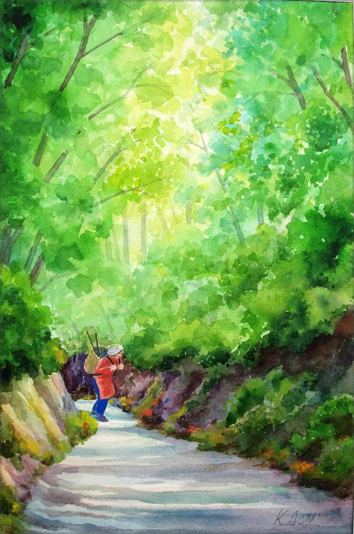 絵画「蝉時雨」　水彩画