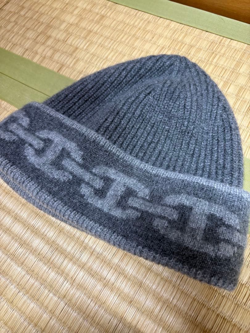 HERMES シェーヌダンクル　カシミア　ニットキャップ　M グレー