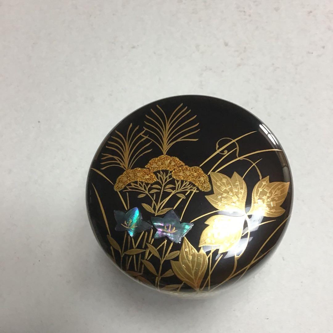 棗　秋草蒔絵　螺鈿　利休棗　茶平一斎　輪島塗　漆芸　人間国宝　秋の七草　共桐箱