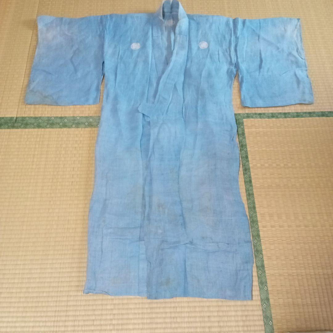 藍染め古布　赤穂浅野家家紋付　藍染め古着　ボロ藍染　藍染め　家紋付　藍染めハギレ