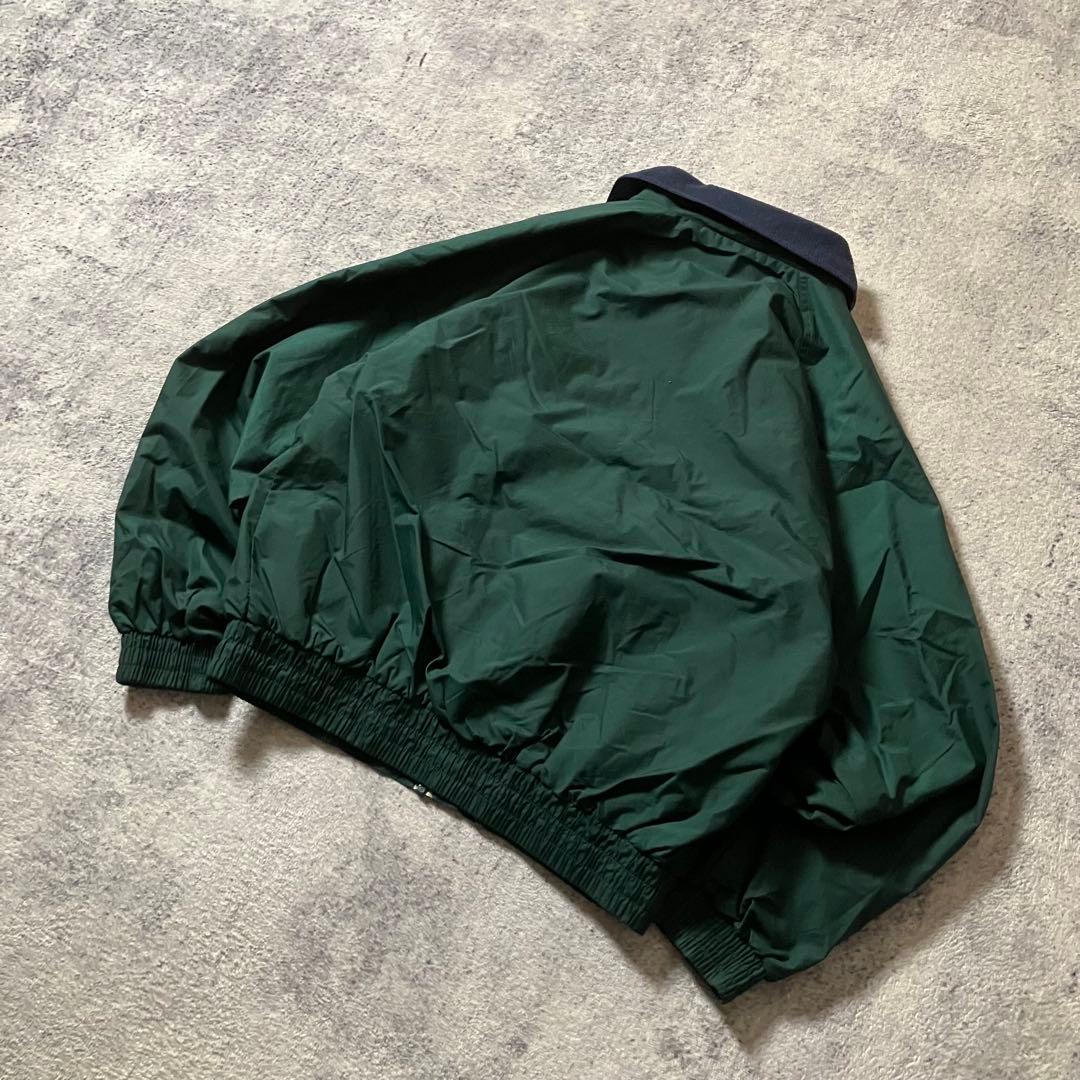 90sTriMountain短丈ウォームアップジャケット企業刺繍ナイロングリーン