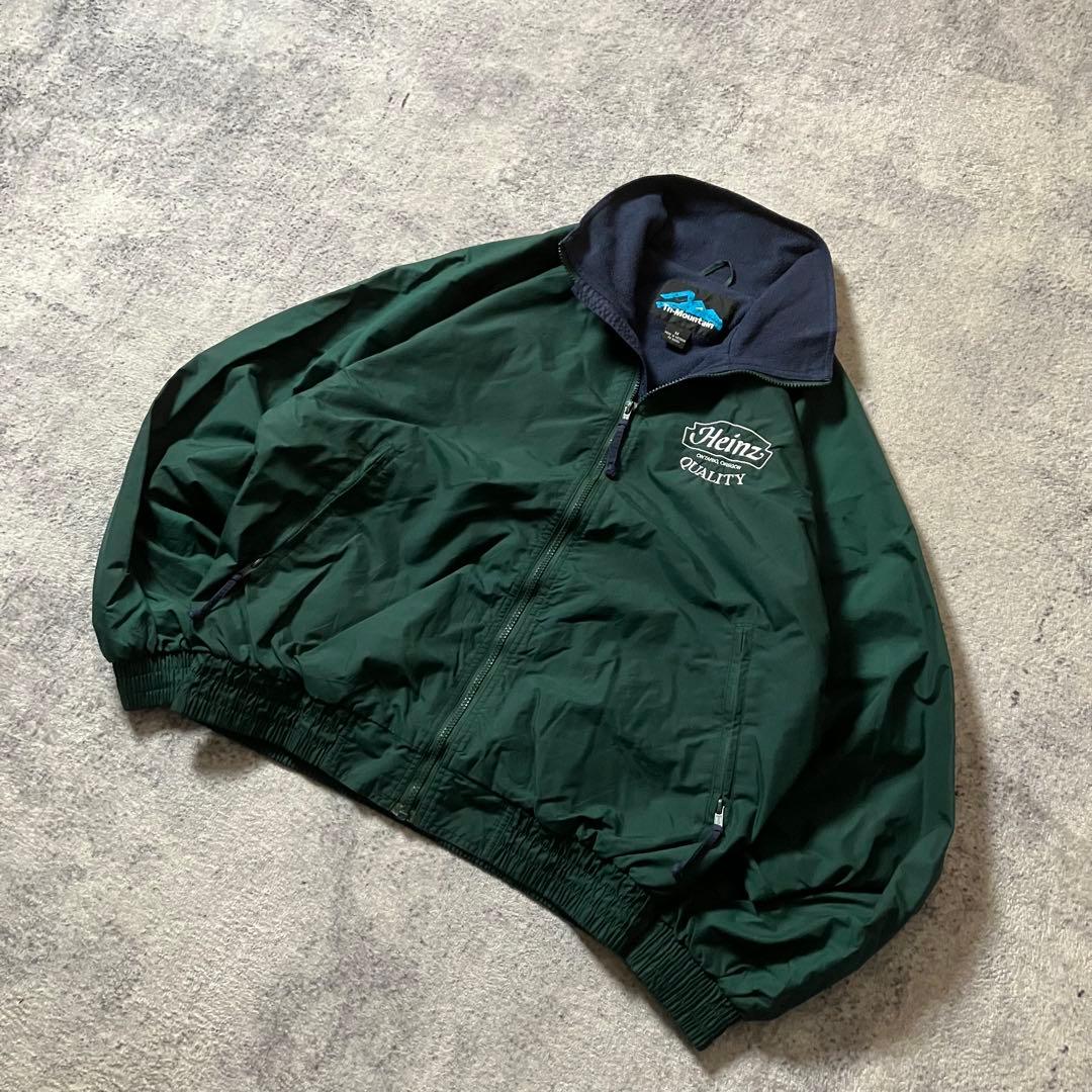 90sTriMountain短丈ウォームアップジャケット企業刺繍ナイロングリーン