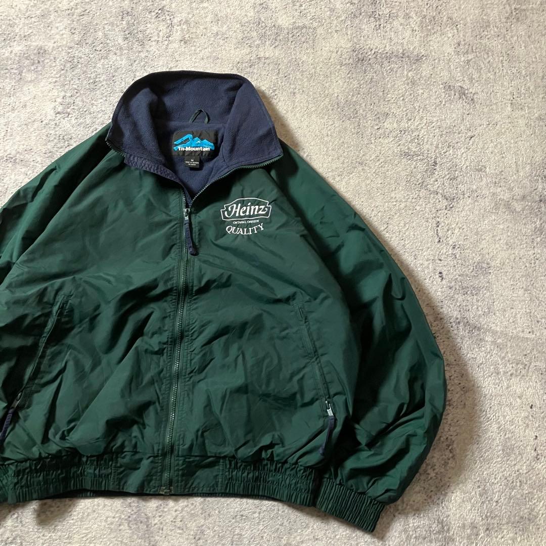90sTriMountain短丈ウォームアップジャケット企業刺繍ナイロングリーン