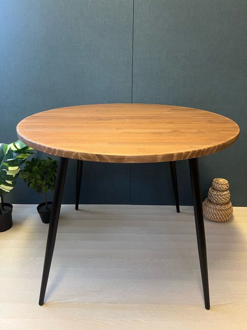 【オーダー】 テーブル 正方形 80cm パイン ウォルナット調 ボルト連結脚