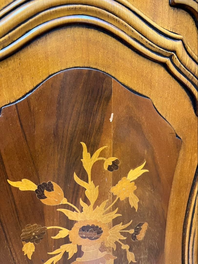 木製 サイドボード キャビネット アンティーク家具 イタリア 象嵌細工 鍵付き