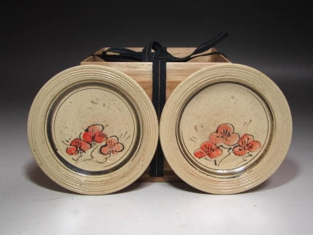 ★　北大路魯山人　織部平向　五客★x618