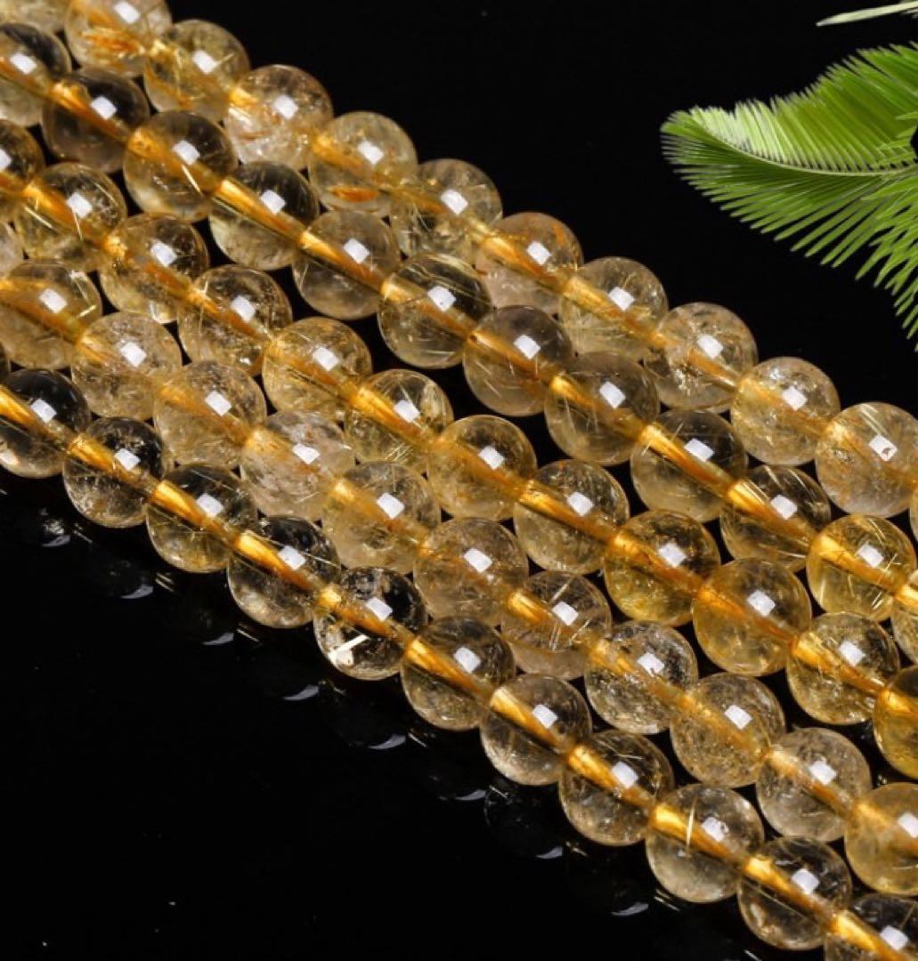 1連売り☆天然石 ルチルクォーツ連材 金運・商売繫盛運 パワーストーン 連材